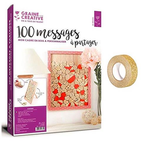 Cornice In Legno Personalizzabile 30 X 42 Cm 100 Messaggi Cuori + Washi Tape Dorato 5 M - Foto 2