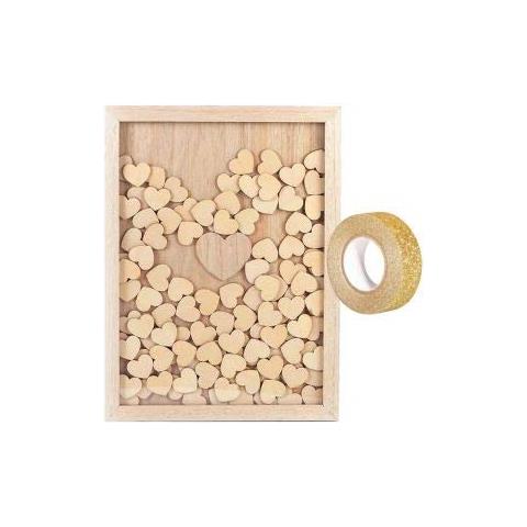Cornice In Legno Personalizzabile 30 X 42 Cm 100 Messaggi Cuori + Washi Tape Dorato 5 M - Foto 1