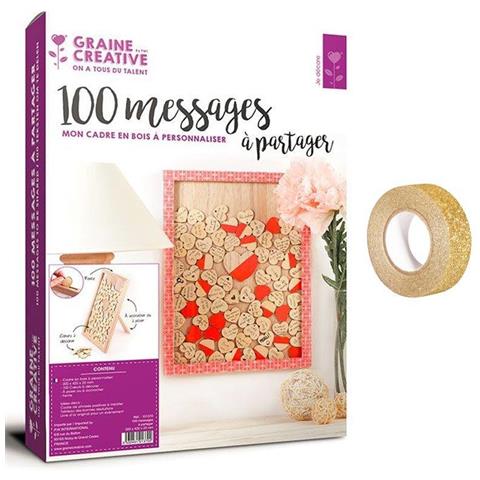 Cornice In Legno Personalizzabile 30 X 42 Cm 100 Messaggi Cuori + Washi Tape Dorato 5 M - Foto 4