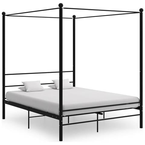 Letto A Baldacchino Nero In Metallo 160x200 Cm - Foto 1
