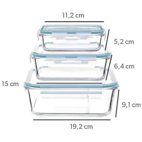 Set Di Contenitori Per Alimenti In Vetro, 530 Ml, 800 Ml, 1800 Ml, Trasparente - Foto 6