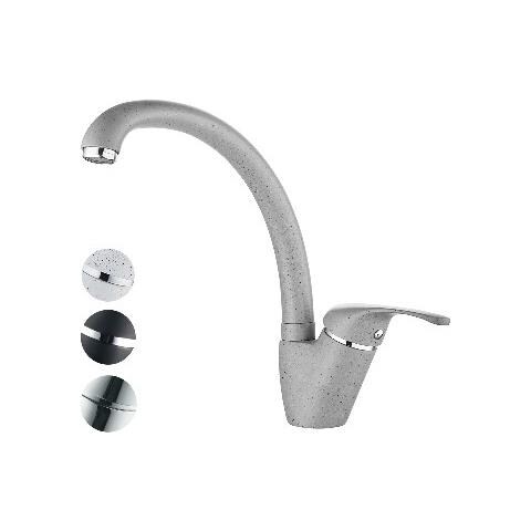 Miscelatore Monocomando Lavello Monoforo Canna Alta Granito Nero Opaco Livorno - Foto 2