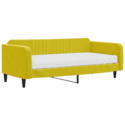 Divano Letto Con Materasso Giallo 100x200 Cm In Velluto - Foto 1
