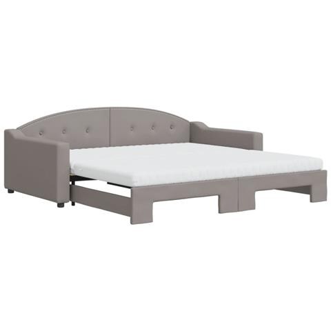 Divano Letto Estraibile Con Materassi Tortora 100x200cm Tessuto - Foto 1