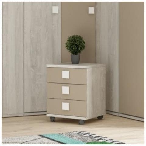 Comodino 46x46x60h Bianco Consumato 3 Cassetti - Foto 1