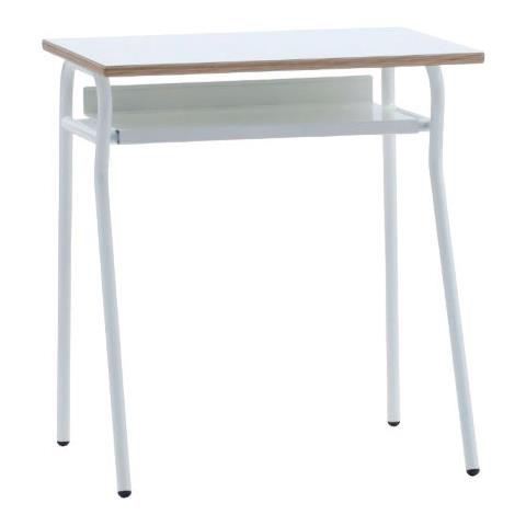 Banco Scuola Moderno Metallo Bianco Piano Melaminico Bianco 70x50x76,5 - Foto 1