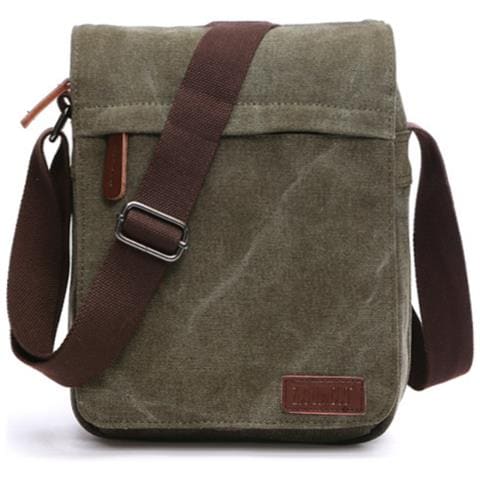 Borsa A Tracolla Sportiva In Tela E Pelle Darkgreen - Foto 1