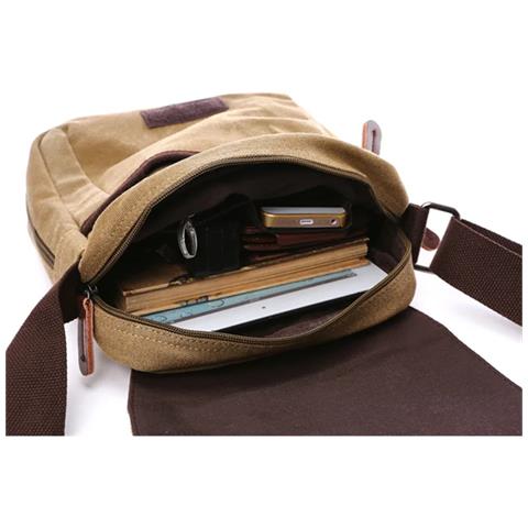 Borsa A Tracolla Sportiva In Tela E Pelle Darkgreen - Foto 6