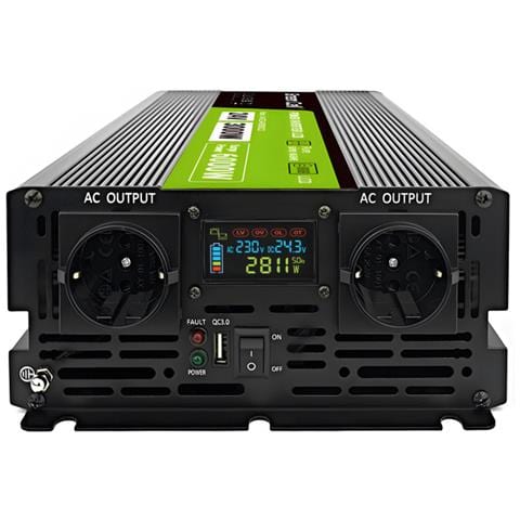 Przetwornica napicia PowerInverter LCD 24 V 3000W / 60000W Przetwornica samochodowa z wywietlaczem - czysty sinus adattatore e invertitore Auto Nero - Foto 2