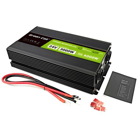 Przetwornica napicia PowerInverter LCD 24 V 3000W / 60000W Przetwornica samochodowa z wywietlaczem - czysty sinus adattatore e invertitore Auto Nero - Foto 3
