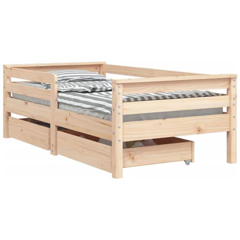 Giroletto Bambini con Cassetti 70x140 cm Legno Massello di Pino - Foto 1