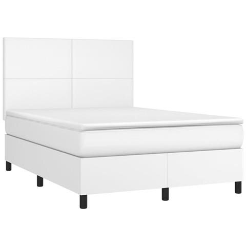 Giroletto Molle con Materasso e LED Bianco 140x190cm Similpelle - Foto 8