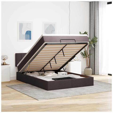 Struttura Letto Pouf Con Materasso 140x200 Cm In Tessuto - Foto 1