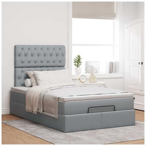 Struttura Letto Pouf Con Materasso 120x200 Cm In Tessuto - Foto 3