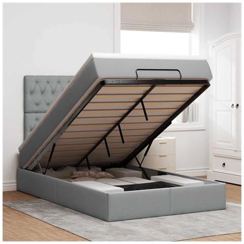 Struttura Letto Pouf Con Materasso 120x200 Cm In Tessuto - Foto 1