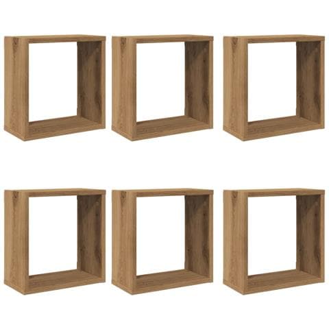 Mensole Parete A Cubo 6 Pz Artigianale 30x15x30 Cm Truciolato - Foto 2