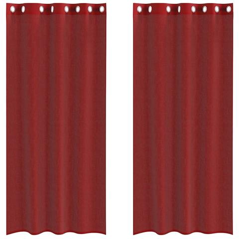 Tende In Voile Con Occhielli 2 Pz Rosso Vino - Foto 2