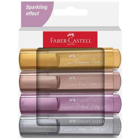 Faber-Castell Textliner 46 Metallic, 4 pz, Oro, Viola, Rosa, Argento, 1 mm, 5 mm, Inchiostro a base di acqua, Adolescenza - Foto 1