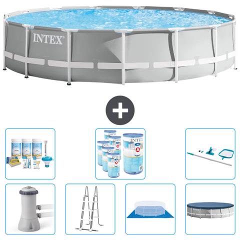 Piscina Fuori Terra - In Giro - 457x457x107 Cm - Grigio - Include Accessori Coordinati Cb46 - Foto 1