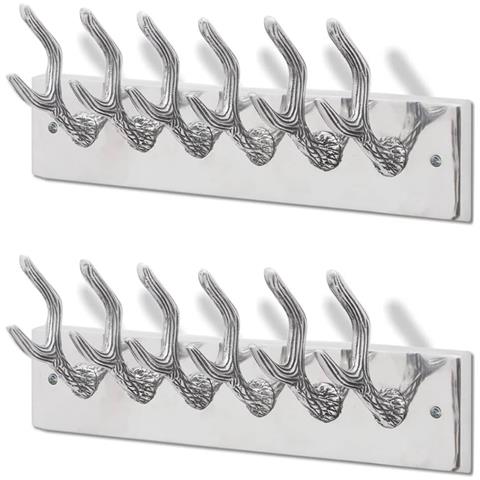 Lusso Casadino -  Ganci Appendiabiti 2 Pz Argento In Alluminio - Foto 1