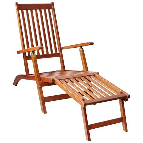 Sdraio Da Esterni Con Poggiapiedi E Cuscino Massello Di Acacia - Foto 1