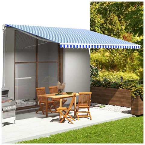 Lusso Casadino -  Tessuto Di Ricambio Per Tenda Da Sole Blu E Bianco 5x3,5 M - Foto 6