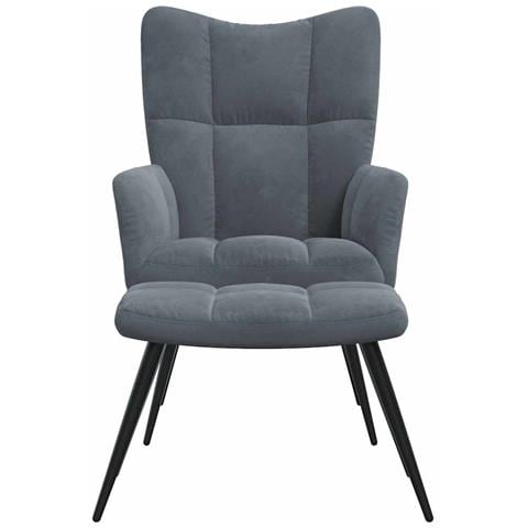 Lusso Casadino -  Poltrona Relax Con Poggiapiedi Grigio Scuro In Velluto - Foto 2