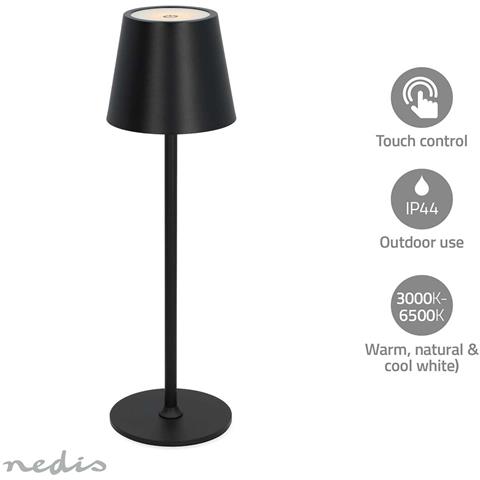 Lampada Da Tavolo Con Dimmer Tattile 1,8w 150lm 3000-6000k Ipx4 Ricaricabile, Nero - Foto 2