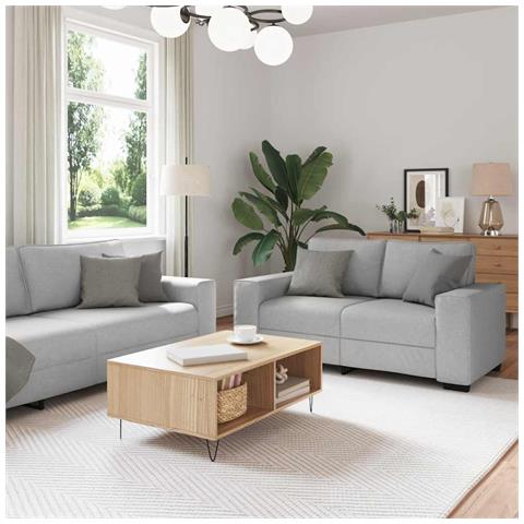 Set di Divani 2 pz con Cuscini Grigio Nuvola in Tessuto - Foto 2