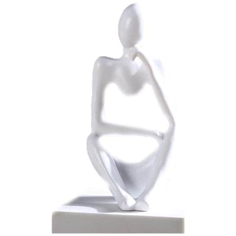 Statua Del Pensatore Astratto - Decorazione Per La Casa In Resina White - Foto 1