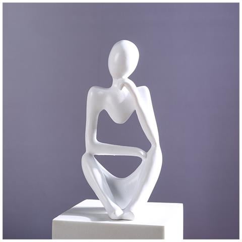 Statua Del Pensatore Astratto - Decorazione Per La Casa In Resina White - Foto 2