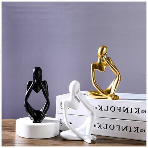 Statua Del Pensatore Astratto - Decorazione Per La Casa In Resina White - Foto 5