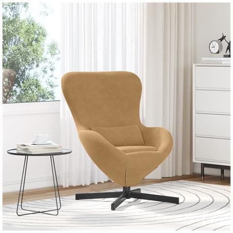 Poltrona a Uovo in Velluto Marrone - Foto 2