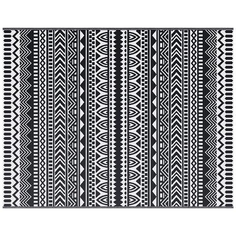 Tappeto da esterno ARAKIL Nero e Bianco Tessuto, Poliestere Grande - Foto 1