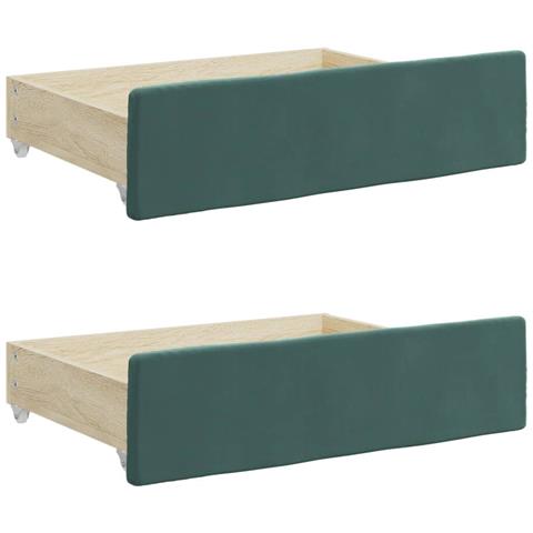 Divano Letto Estraibile Cassetti Verde Scuro 90x200cm Velluto - Foto 9