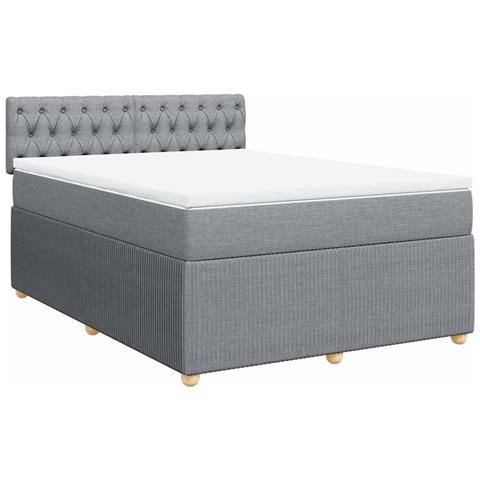 Giroletto a Molle con Materasso Grigio Chiaro 160x200cm Tessuto - Foto 1