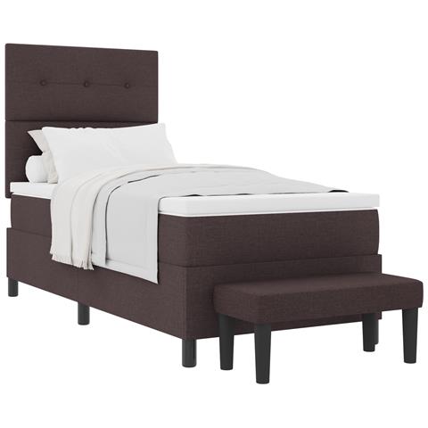 Letto a molle con materasso e panchina marrone scuro 90x200 cm tessuto - Foto 1