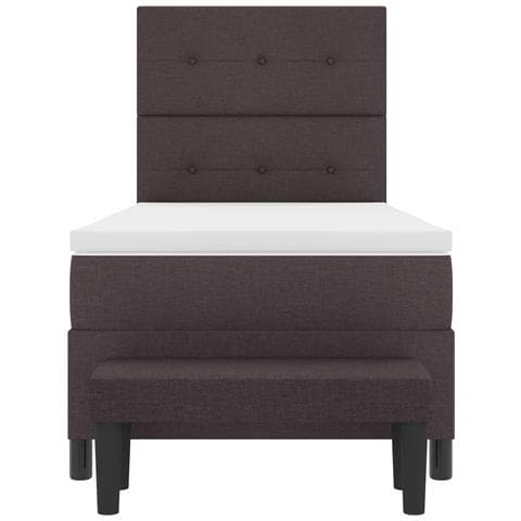 Letto a molle con materasso e panchina marrone scuro 90x200 cm tessuto - Foto 9