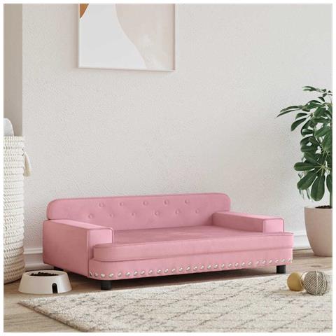 Lettino per Cani Rosa 90x53x30 cm in Velluto - Foto 2