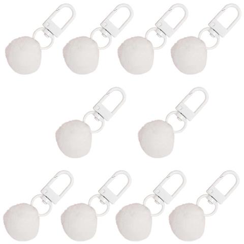 Set Da 10 Portachiavi Con Ciondolo A Pompon Carino - Accessorio Alla Moda White - Foto 1