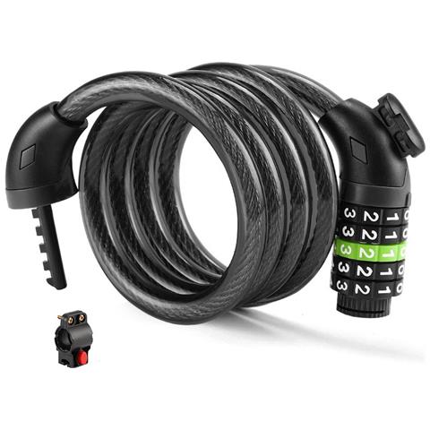 Lucchetto Per Bici A Combinazione A Cinque Cifre Nero - Sicurezza Antifurto Portatile Per Ciclismo - Foto 1