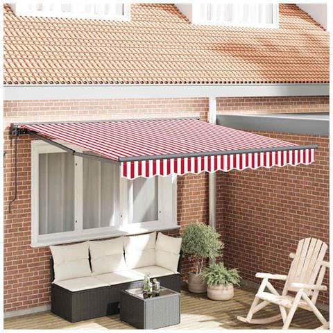 Tenda Retrattile Striscia Rossa e Bianca 350x250 cm Tessuto - Foto 2