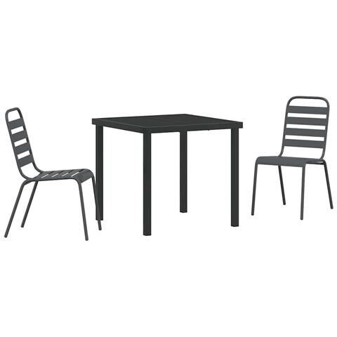 Set da Pranzo per Giardino 3 pcs Grigio scuro Acciaio - Foto 1