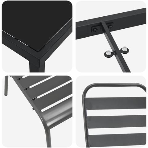 Set da Pranzo per Giardino 3 pcs Grigio scuro Acciaio - Foto 9