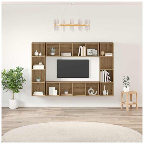 Mobile TV 4 pcs Marrone 37 x 37 x 142.5 cm Legno multistrato - Foto 2
