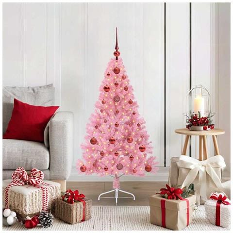 Albero di Natale artificiale con luci integrate Rosa 120 cm PVC - Foto 2
