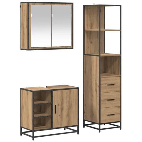 Set di mobili per il bagno con porta 3 pcs Rovere artigianale - Foto 1