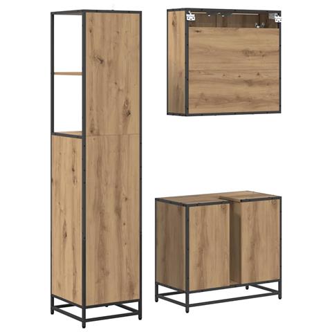 Set di mobili per il bagno con porta 3 pcs Rovere artigianale - Foto 9