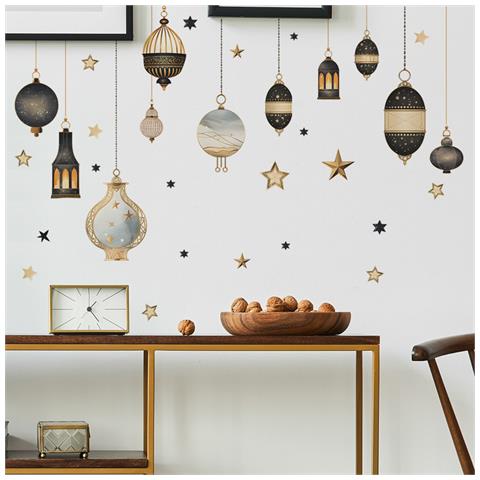 Adesivi Murali Decorativi In Pvc Multicolor Lanterne E Stelle - 30x90cm (2 Pezzi) - Foto 2