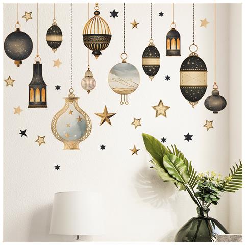 Adesivi Murali Decorativi In Pvc Multicolor Lanterne E Stelle - 30x90cm (2 Pezzi) - Foto 5